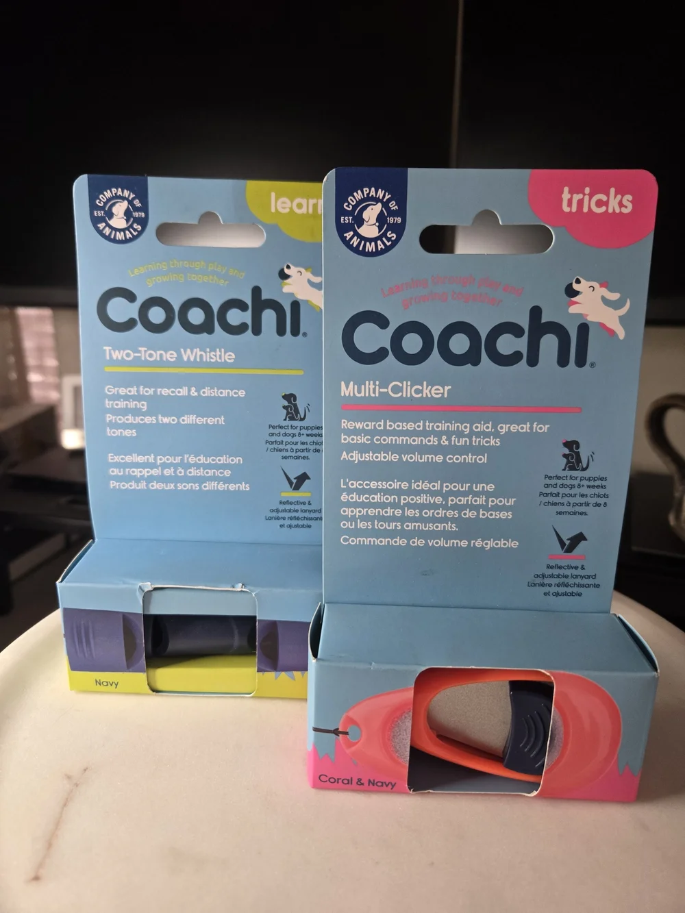 Coachi Dog Training Bundle:  Two-Tone Whistle & Multi-Clicker NEW IN BOX